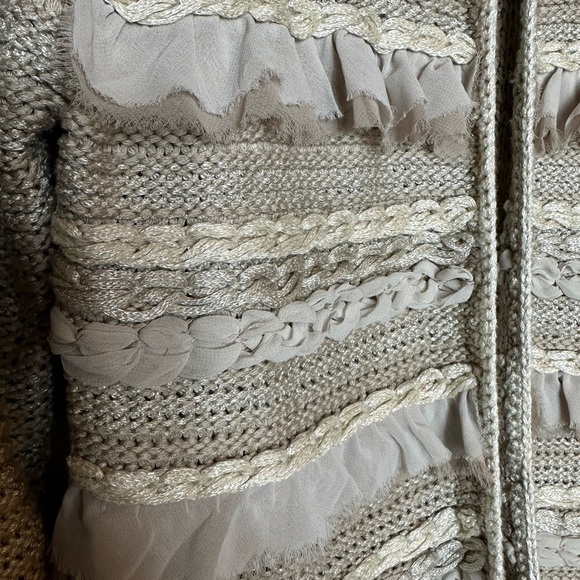 Chico’s Ravishing Ruffles Cardigan Sweater Feminine Sophisticated Size Small - Picture 6 of 7